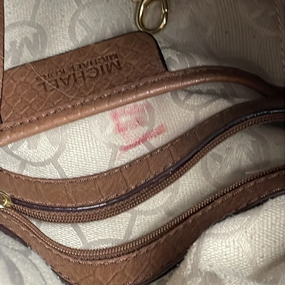 MICHAEL Michael Kors Middleton Hobo Bag Studded Embossed Leather Brown Cognac